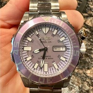Invicta Silver and Lavender Dive Watch, Motion activated